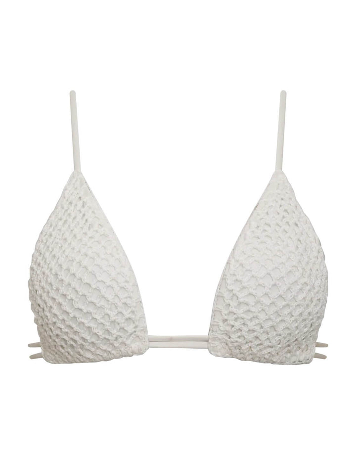 Acacia Swimwear Gigi Crochet Bikini Top, Pikake White Designer Swimwear