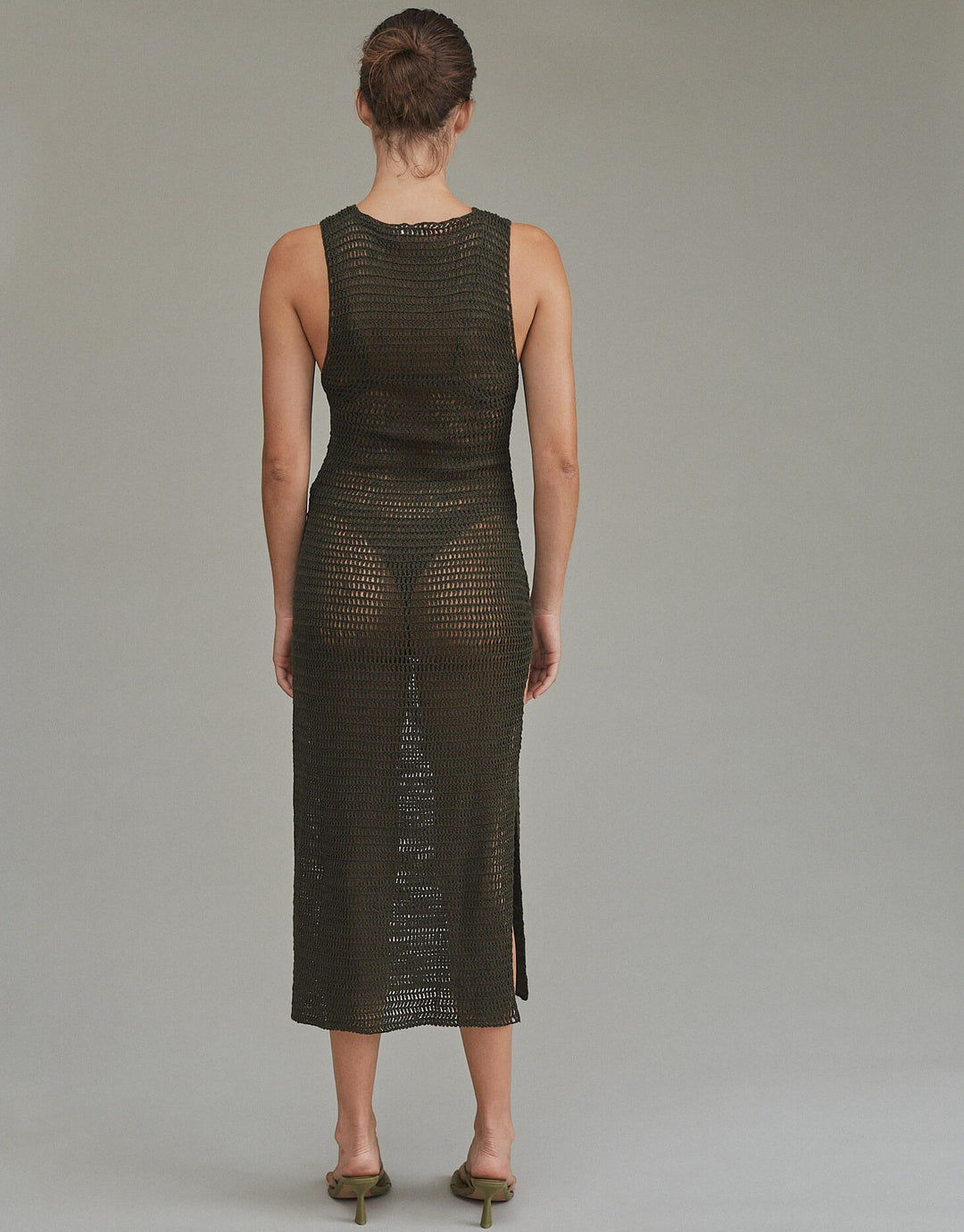 Acacia Swimwear Sybil Crochet Recycled Cotton Dress, Army Green