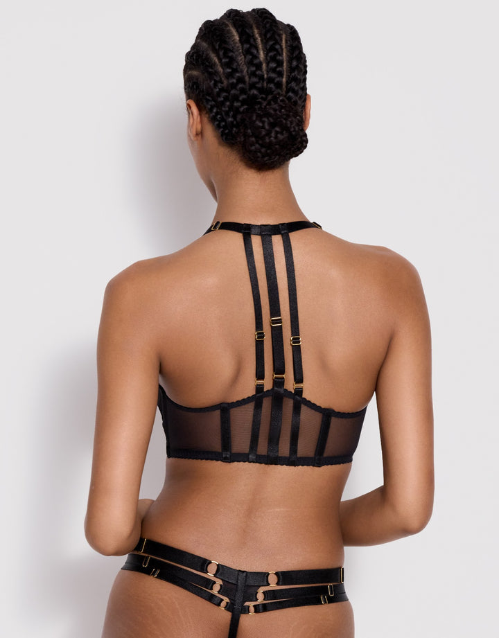 Bordelle Art Deco Mesh Wrap Bra Black