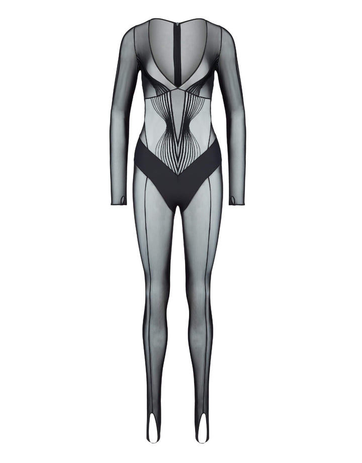 Aubade black full length bodysuit