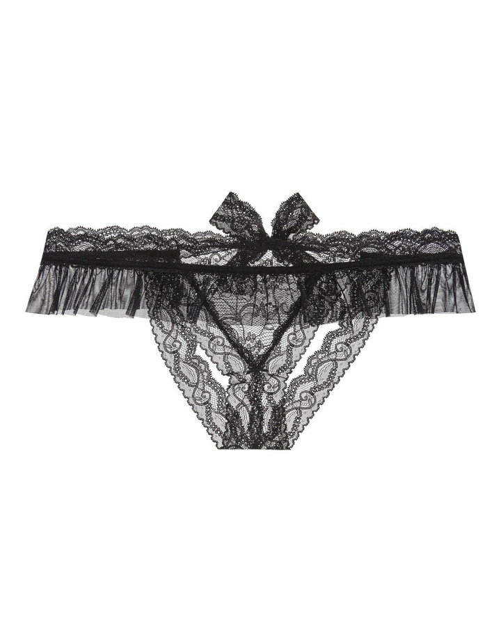 Aubade Boîte à Désir Open Up Lace Thong in black, ideal for a sexy lingerie gift
