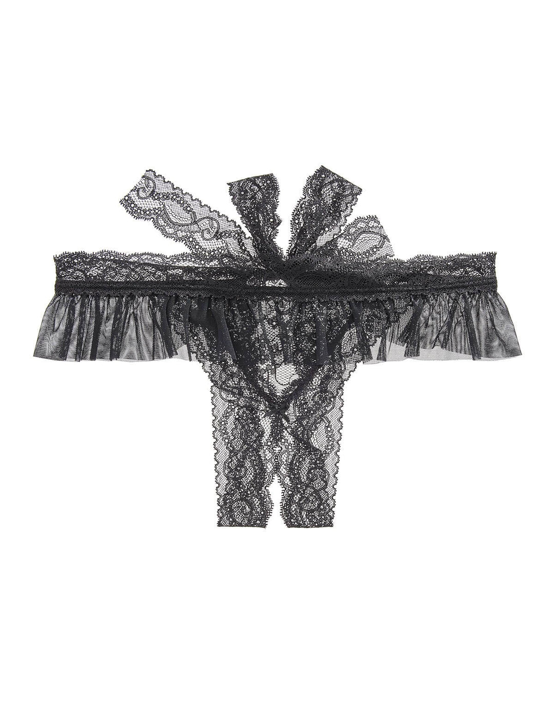 Aubade Boîte à Désir Open Up Lace Thong in black, ideal for a sexy lingerie gift