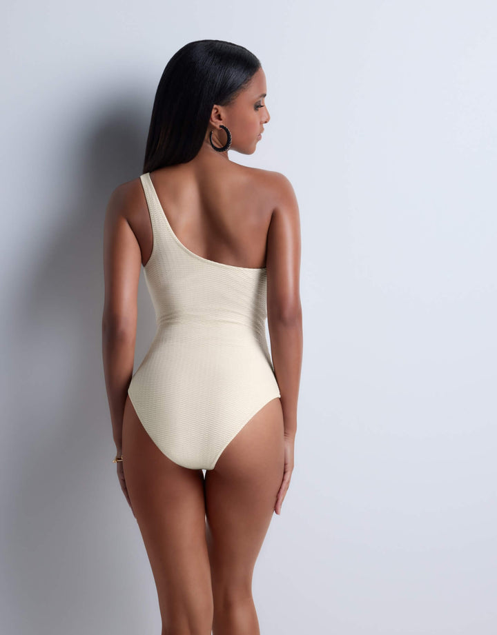 Aubade Shimmering Waters Asymmetrical One Piece Golden White
