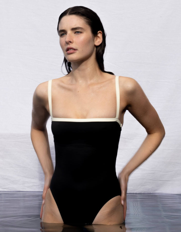 Bondi Born Harlow One Piece Swimsuit Black Designer Swimwear
