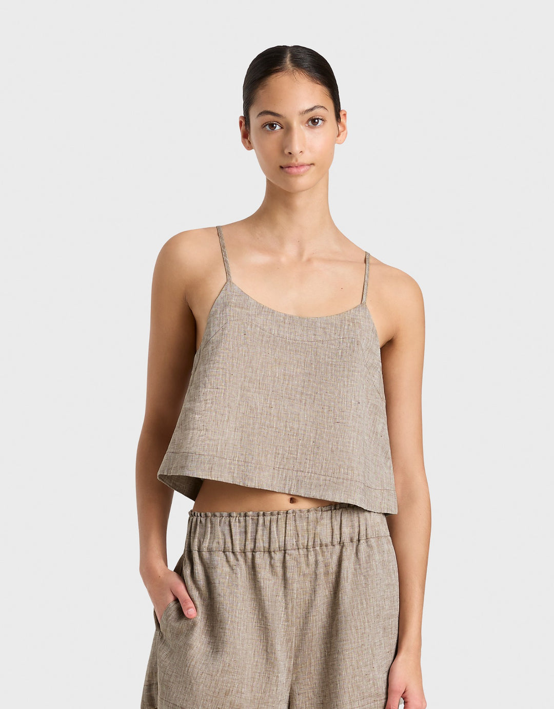 Leiden Universal Linen Cami Sepia