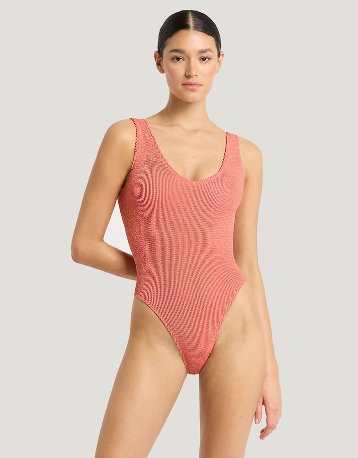 Bond Eye Swimwear Mara One Piece Swimsuit Shell Lurex Pink