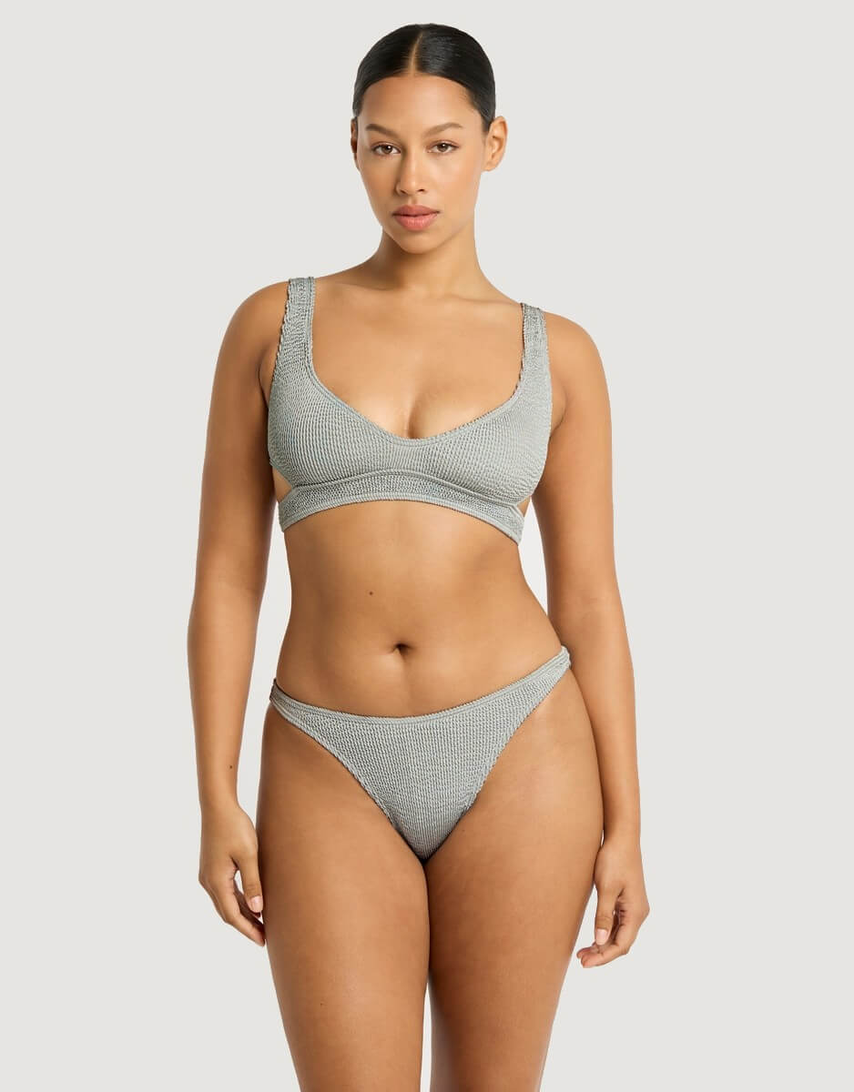 Bond Eye Nino Crop Bikini Top Chrome Shimmer Silver