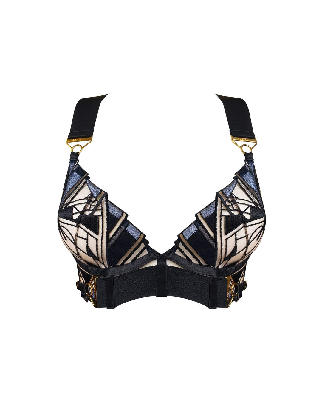Bordelle Cubism Longline Bra Black - Luxury Designer Lingerie