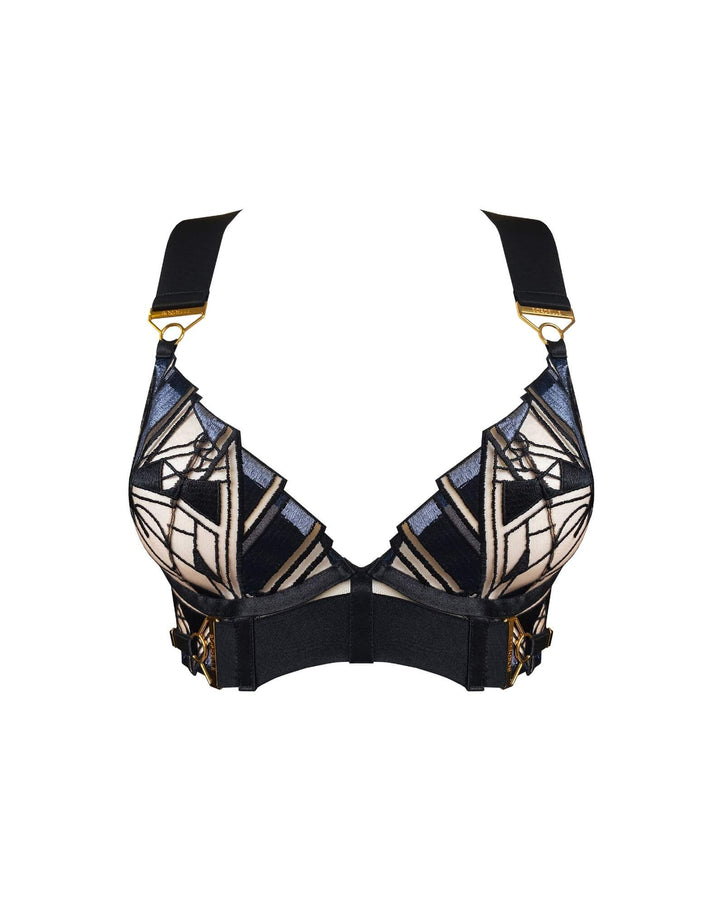 Bordelle Cubism Longline Bra Black - Luxury Designer Lingerie