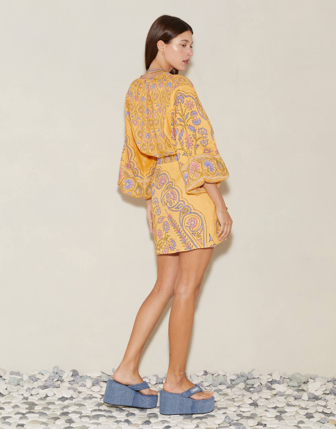 Boteh Darjeeling Wrap Mini Skirt, Mango Linen Resort wear