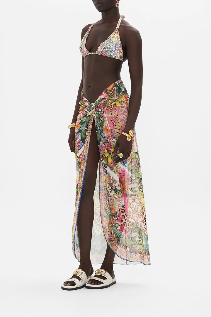 Camilla Twist Front Long Skirt, Flowers of Neptune