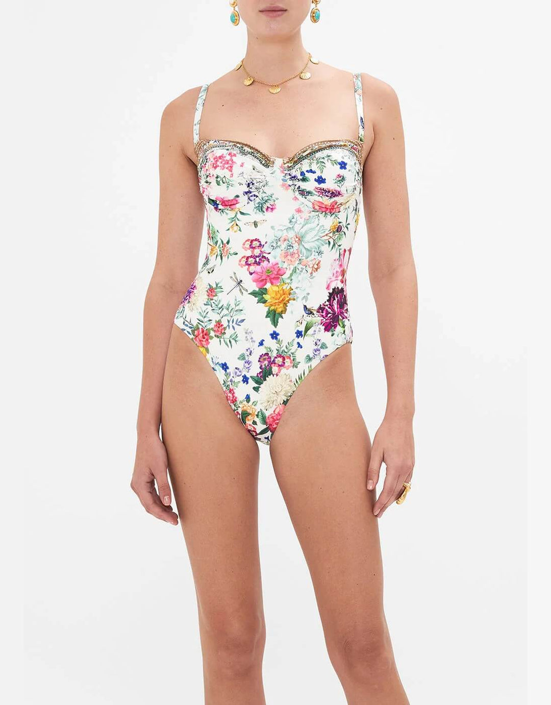 Camilla Ruched Cup Underwire One Piece, Plumes And Parterres