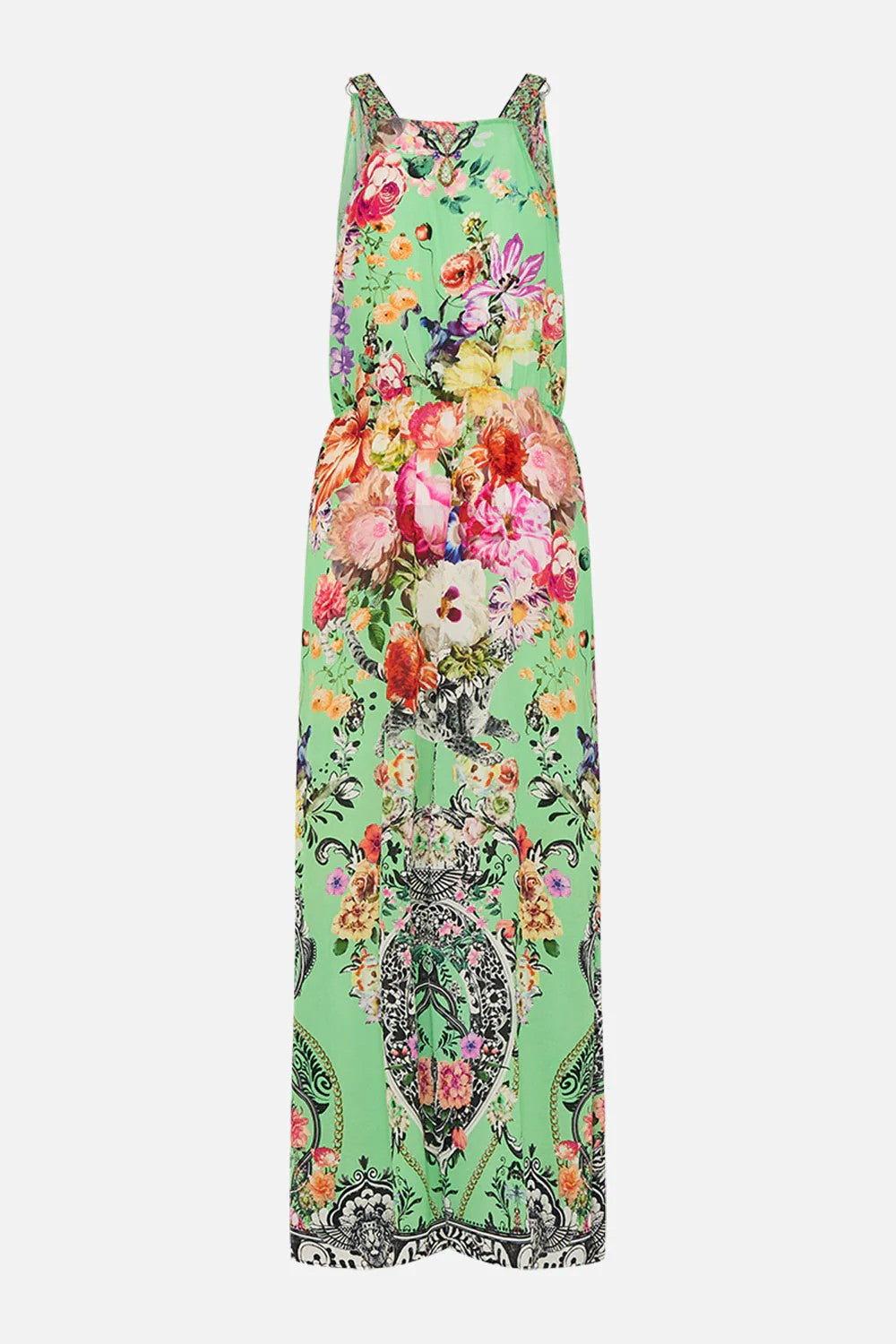 Camilla Twist Front Silk Maxi Dress, Porcelain Dream