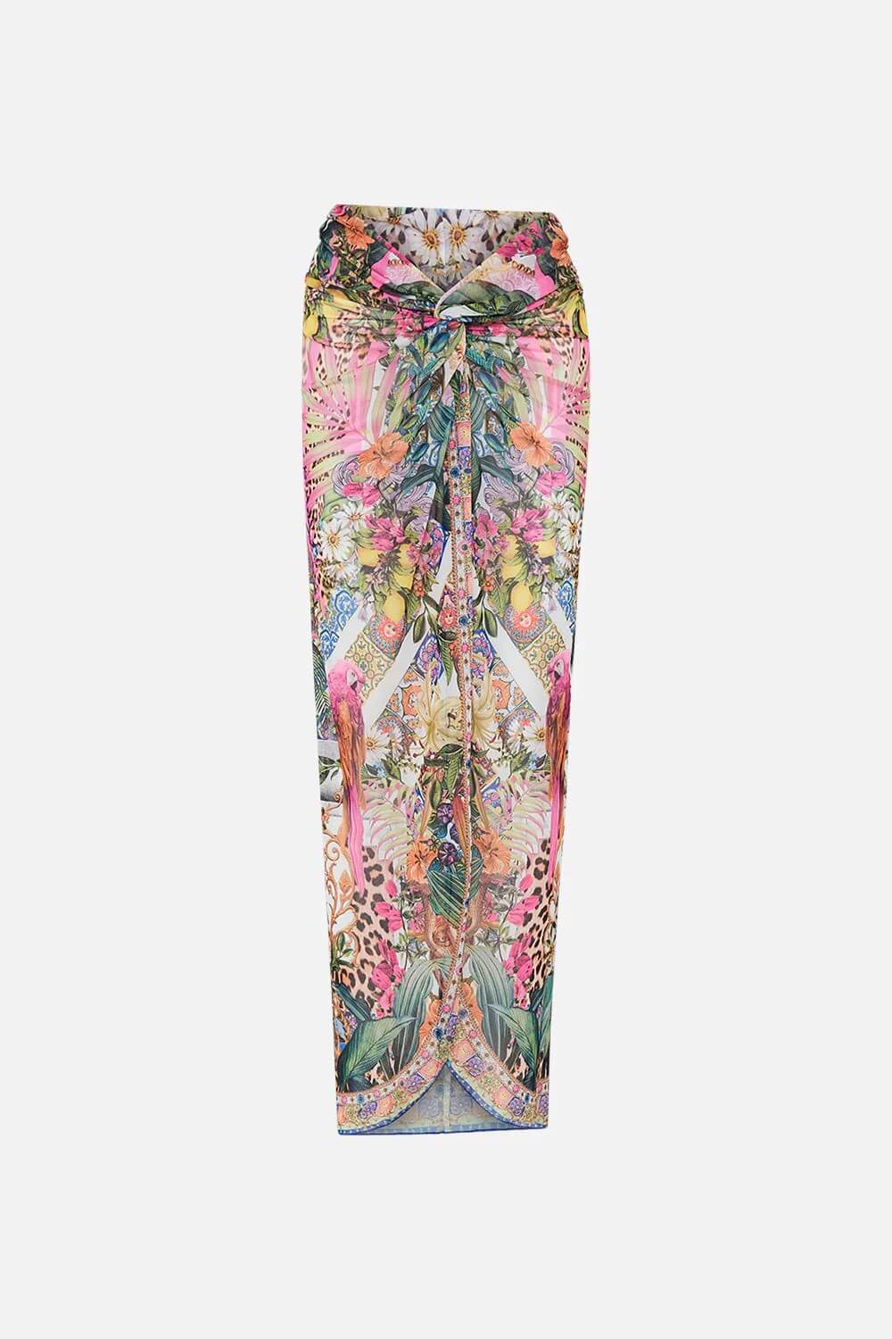 Camilla Twist Front Long Skirt, Flowers of Neptune