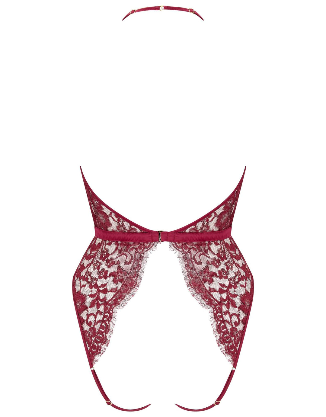 Coco de Mer Naraya Halterneck Open Playsuit in lurex lace and silk with open back – at Catriona