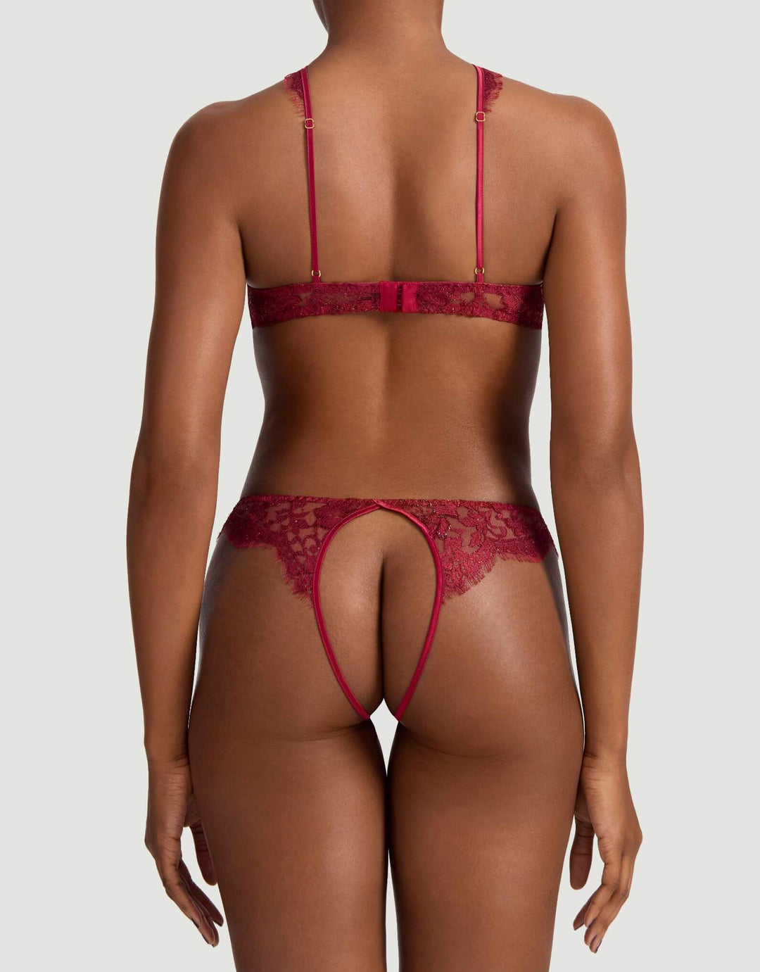 Coco de Mer Naraya Quarter Cup Bra in bordeaux silk and lace with wired cups – at Catriona