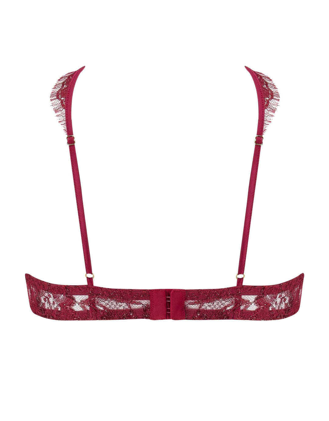 Coco de Mer Naraya Quarter Cup Bra in bordeaux silk and lace with wired cups – at Catriona