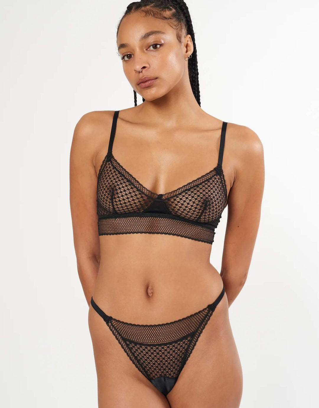 Else Bella bralette and thong in black – luxury lingerie at Catriona