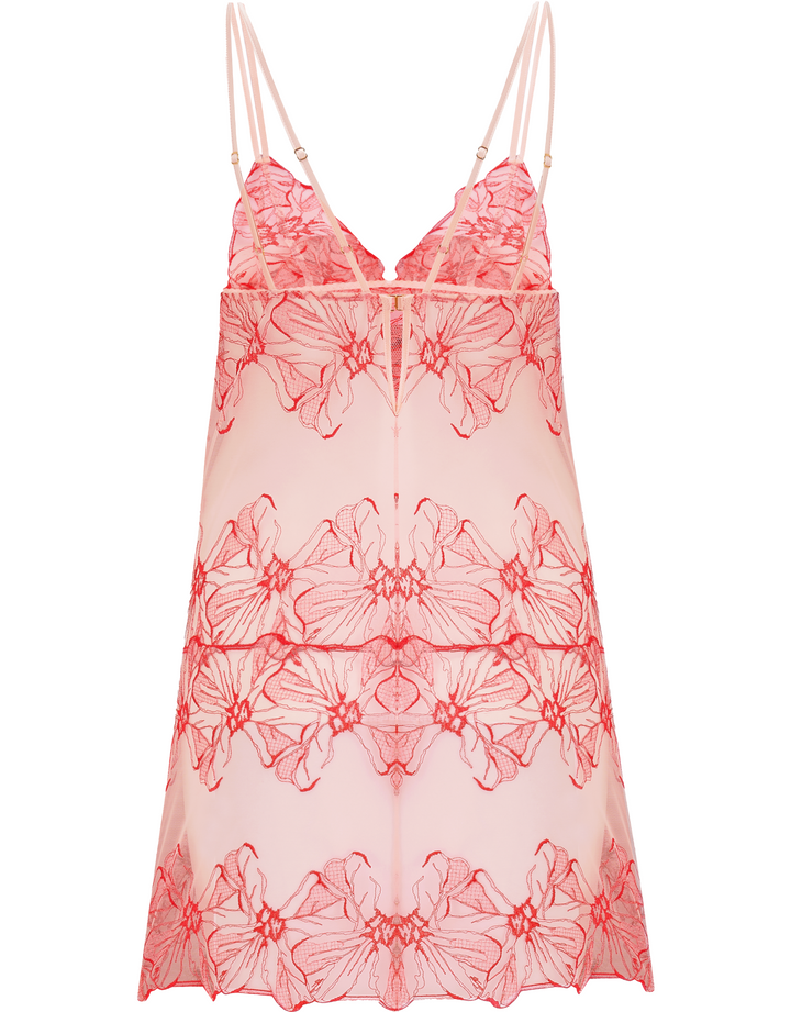 Fleur of England Rosa Babydoll Embroidered Pink luxury European lingerie
