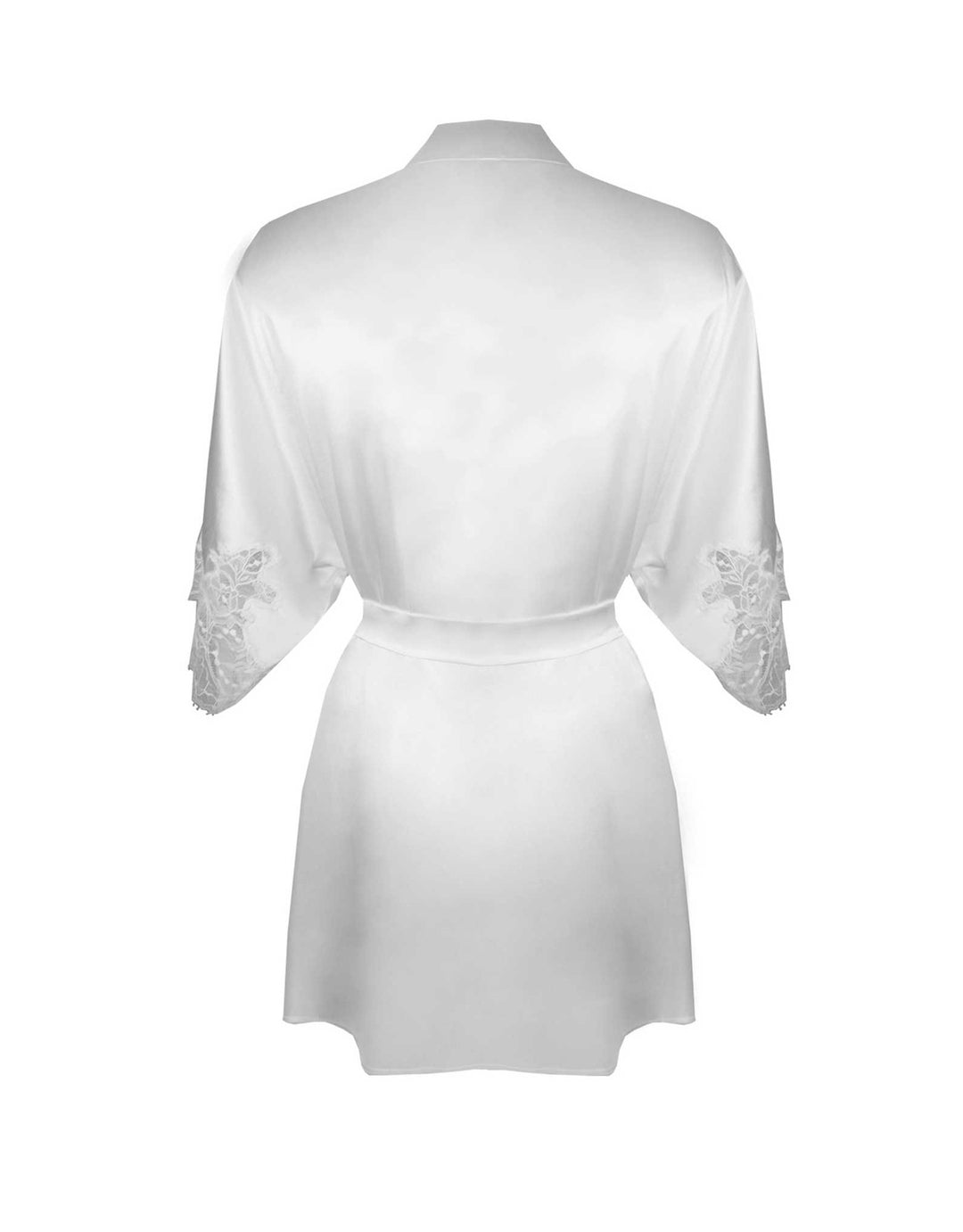 Fleur of England White Silk & Lace Short Robe - Luxury Bridal Lingerie