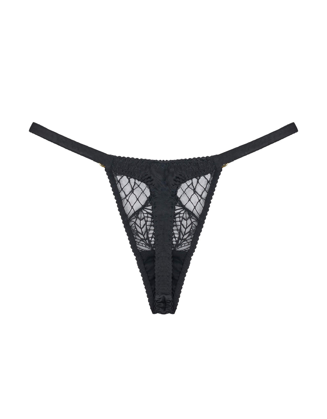 Fleur of England Roxy Black Silk Thong I Silk & lace luxury lingerie