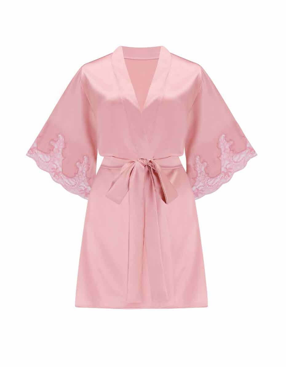 Fleur of England Lyla Pink Silk Short Robe