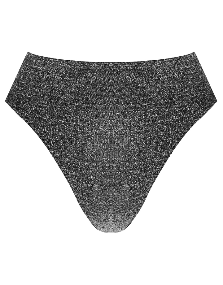 Form and Fold 90s Rise Bikini Bottom Silver Glitter