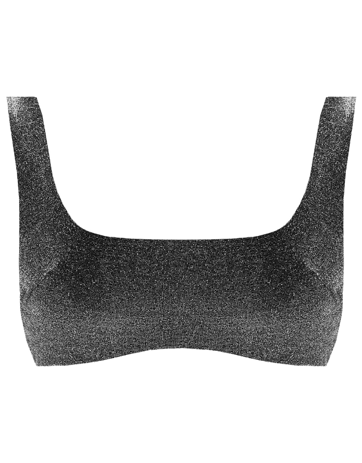 Form and Fold The Crop Underwire Bikini Top Silver Glitter