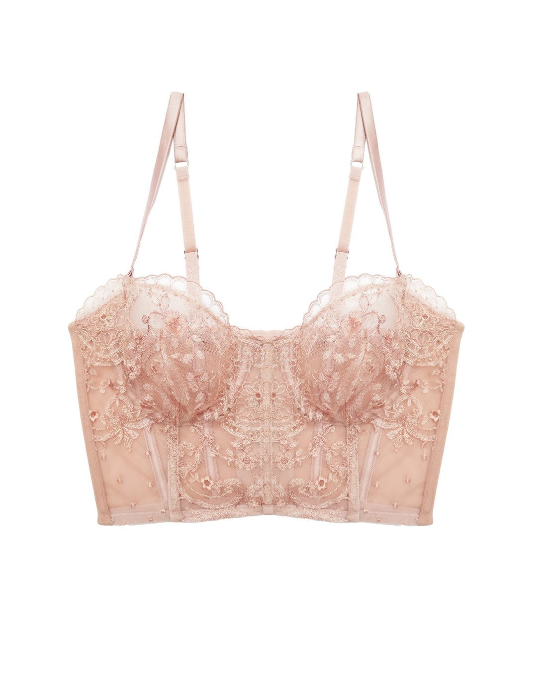 I.D. Sarrieri Belle Rose Underwire Bustier in Rose Opaline - Luxury Lingerie