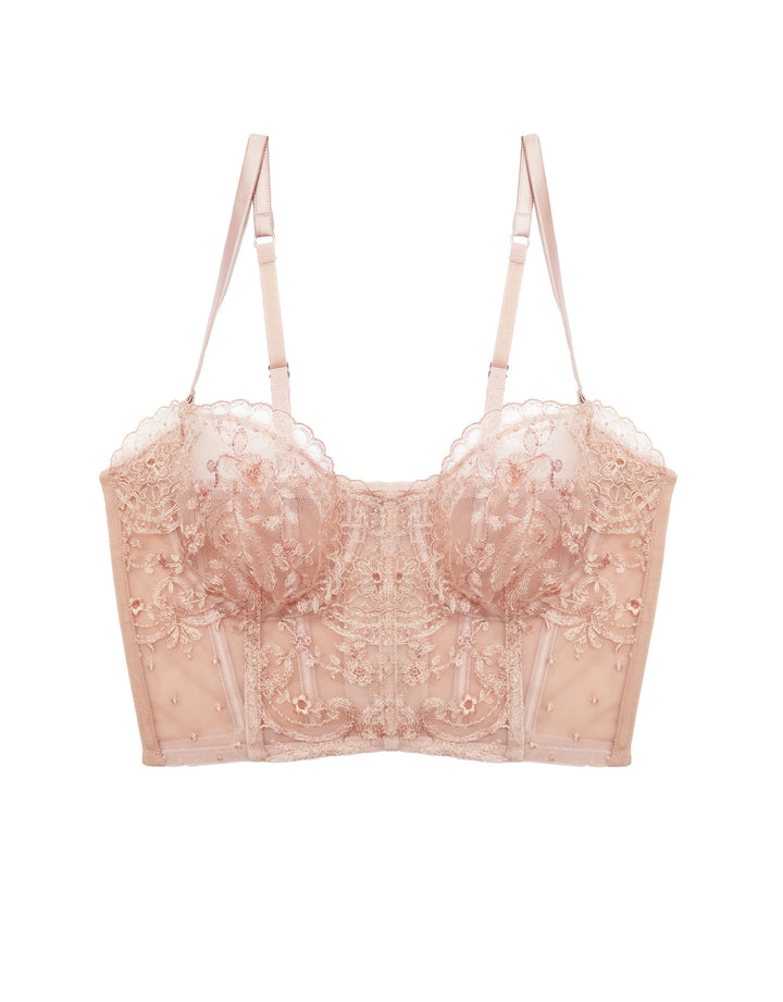 I.D. Sarrieri Belle Rose Underwire Bustier in Rose Opaline - Luxury Lingerie