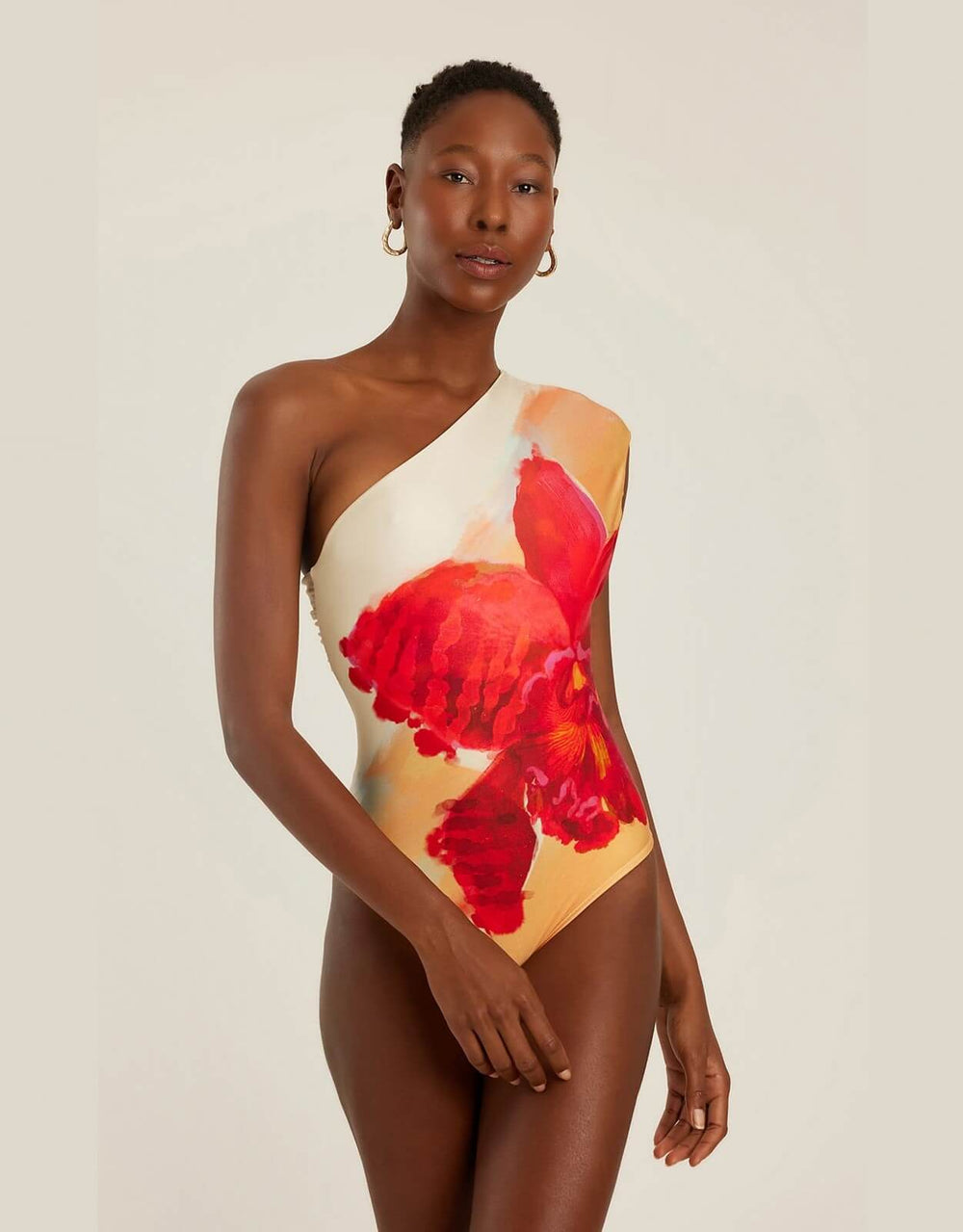 Lenny Niemeyer Loop Shoulder One Piece Swimsuit Flora Red