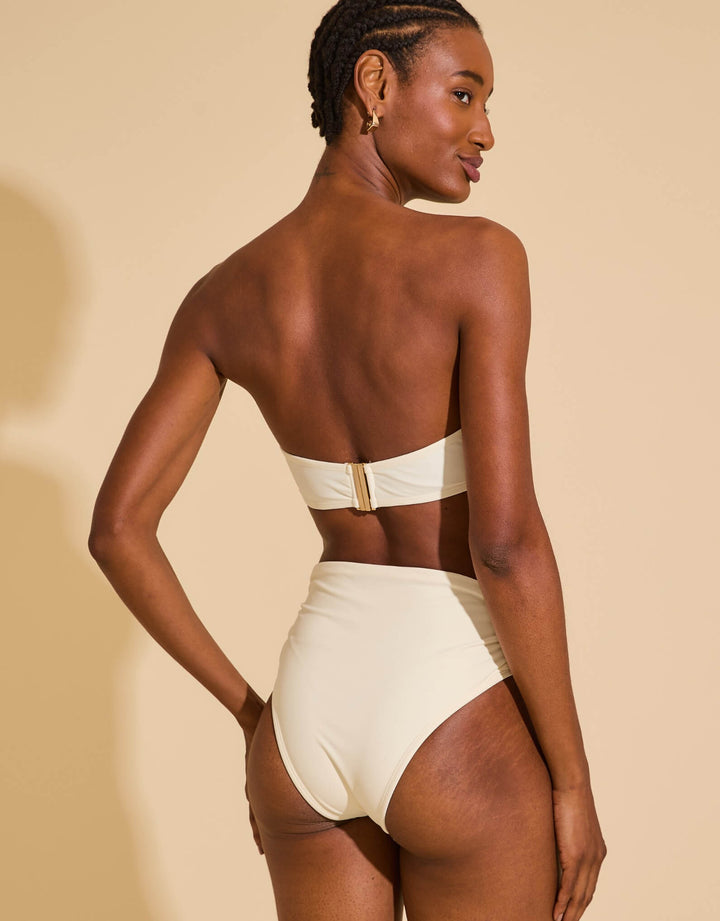 Lenny Niemeyer high waist luxury bandeau bikini in off white,