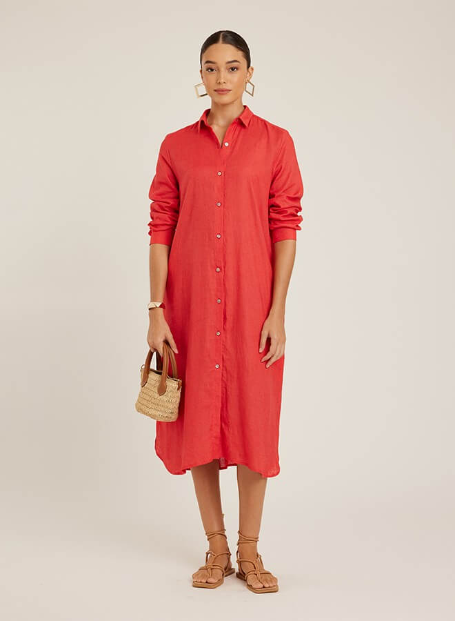 Lenny Niemeyer Chemisier Midi Shirtdress Watermelon - Red