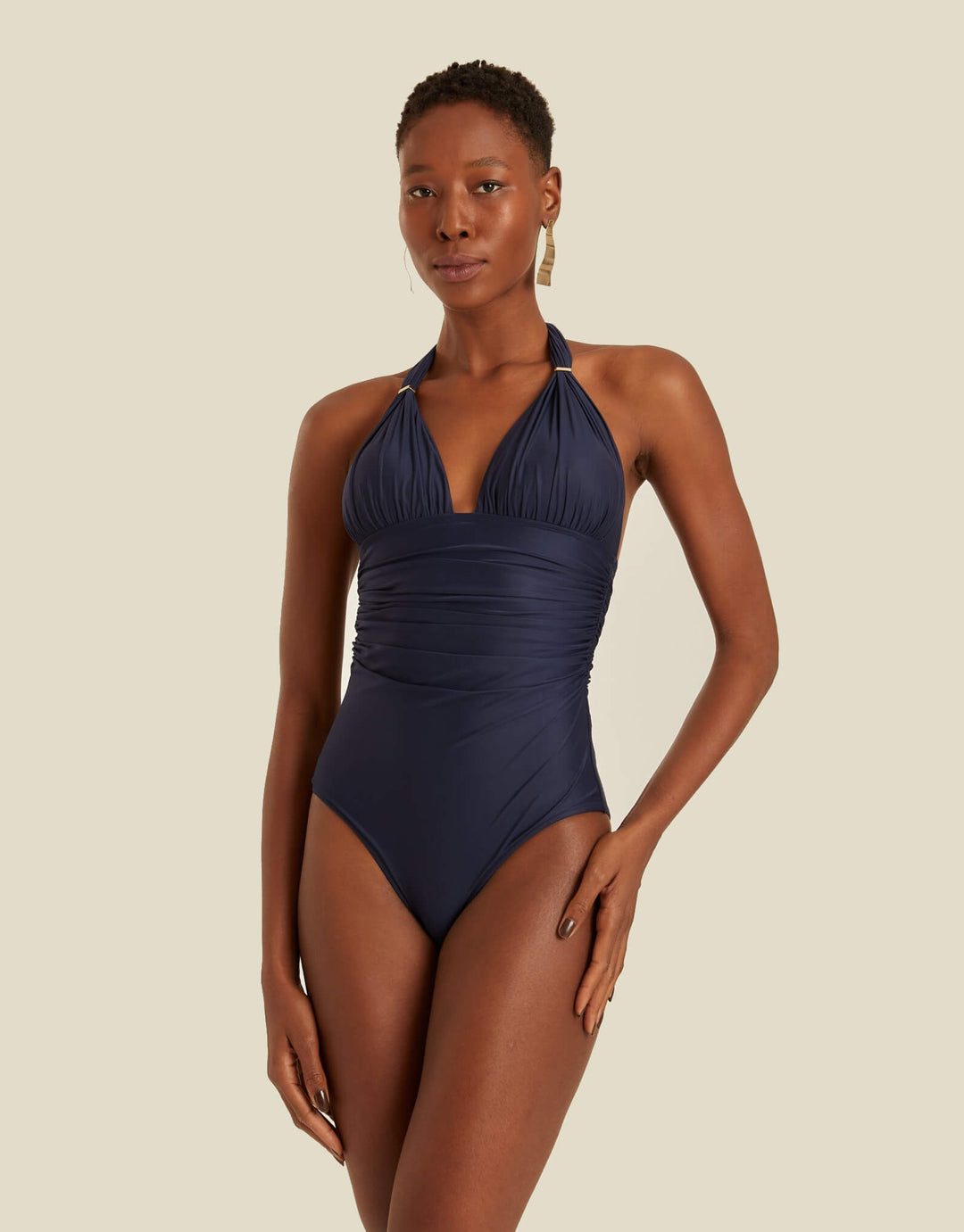 Lenny Niemeyer Adjustable Halter One-Piece in Escuna navy