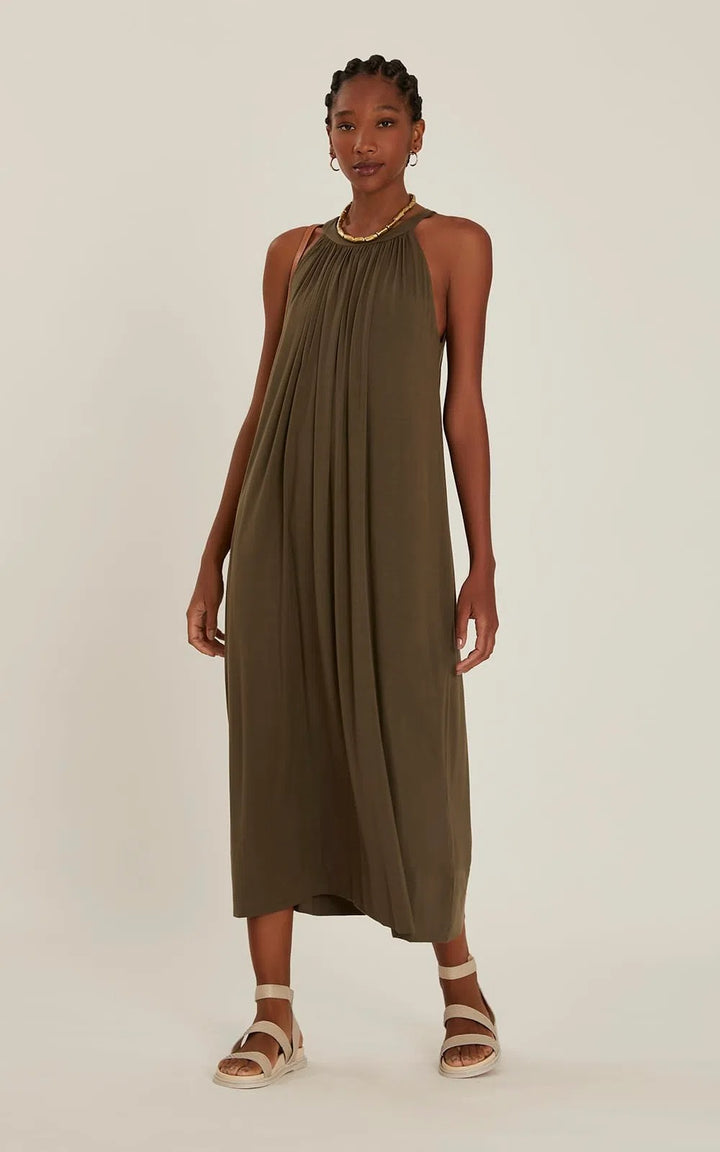 Lenny Niemeyer Modal Midi Dress with Tie Graphite Green