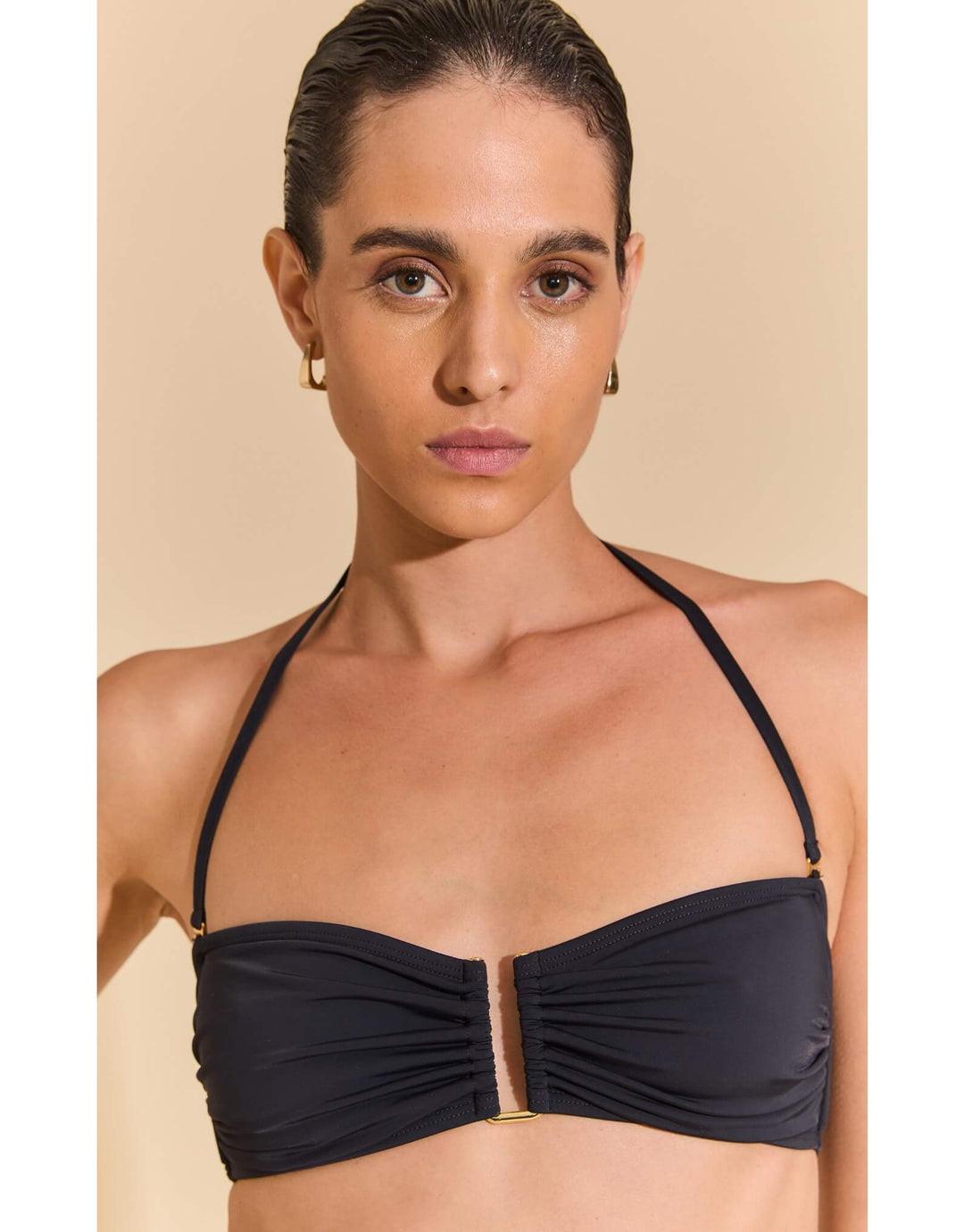 Lenny Niemeyer Black Bandeau Bikini Top with removable padding