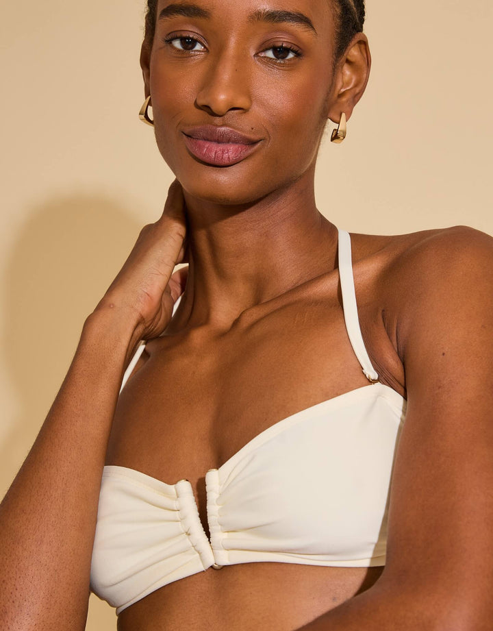 Lenny Niemeyer high waist luxury bandeau bikini in off white,