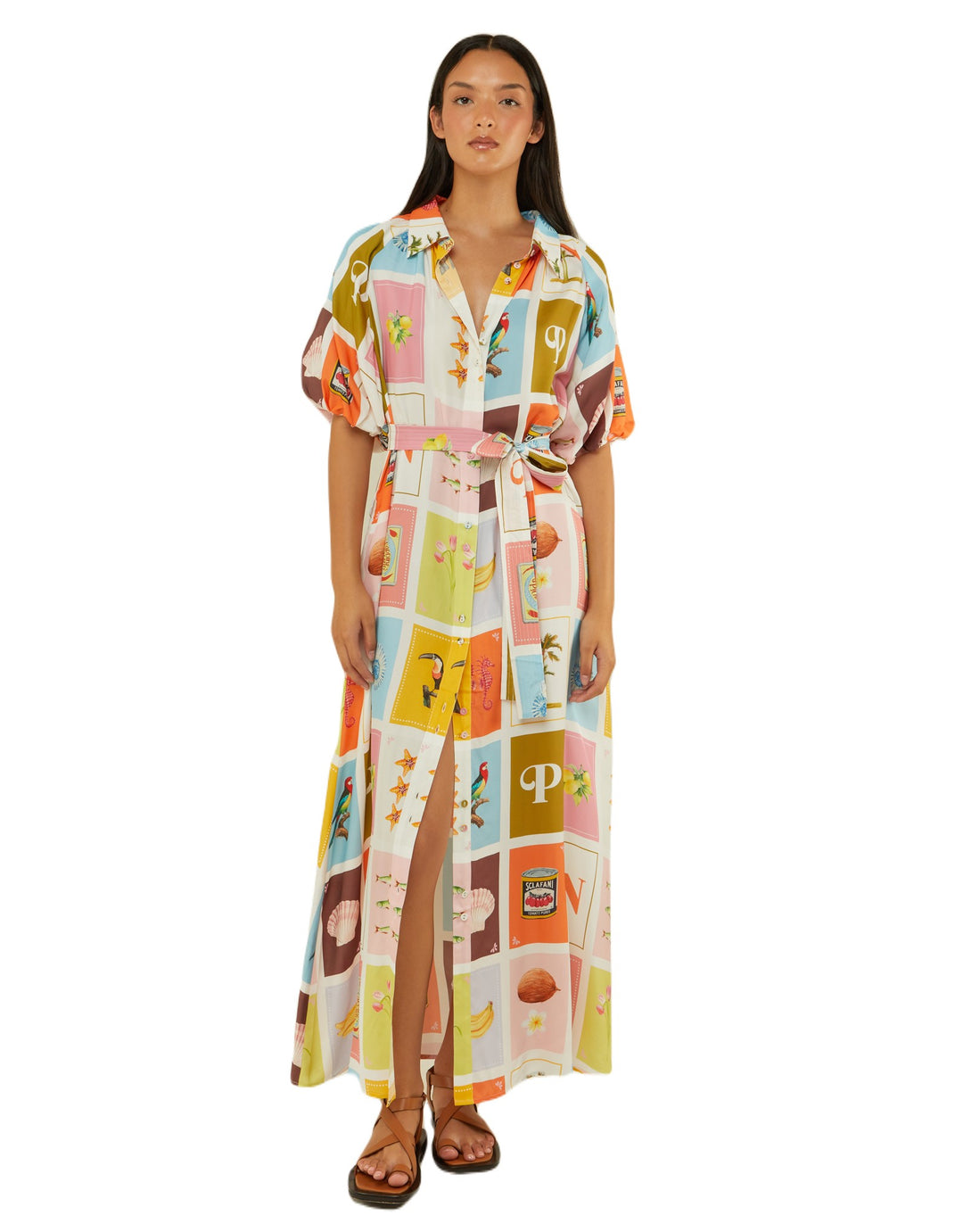 Palm Noosa Carla Maxi Shirt Dress Cartagena Silk Blend Resortwear