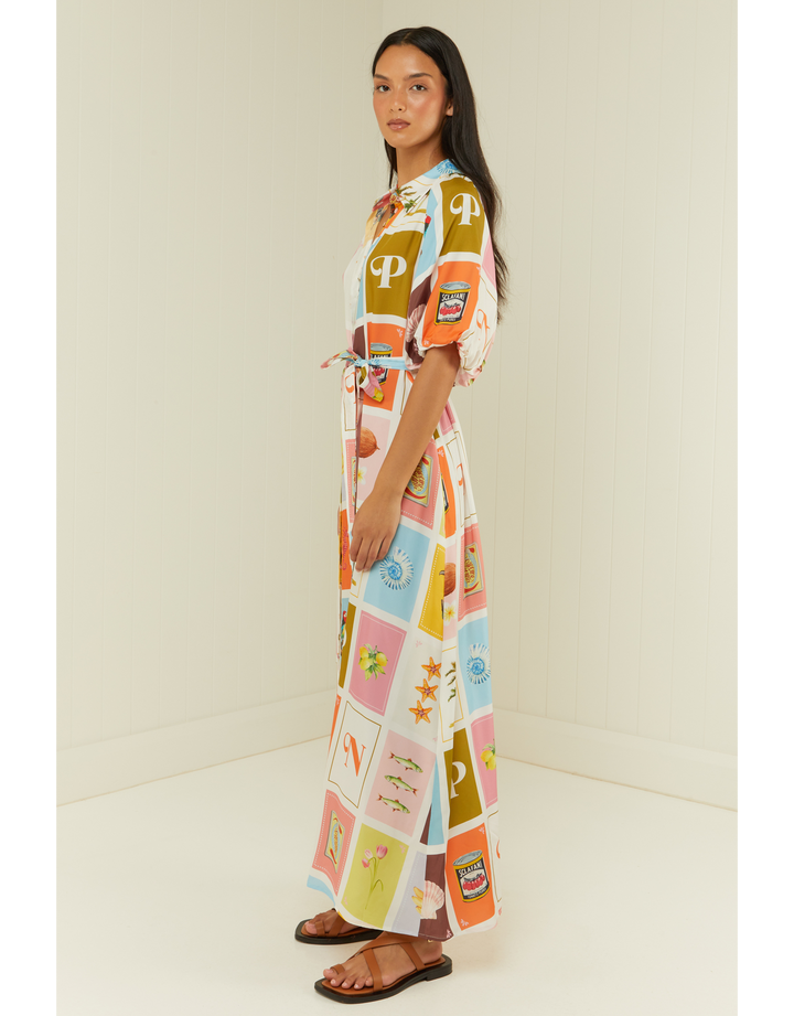 Palm Noosa Carla Maxi Shirt Dress Cartagena Silk Blend Resortwear