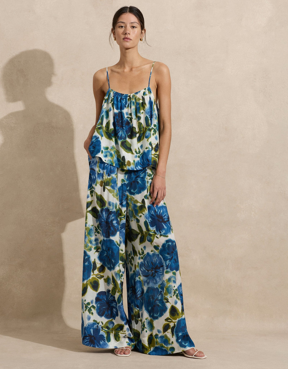 Peony Swimwear Gathered Cam, Marseille Floral Blue