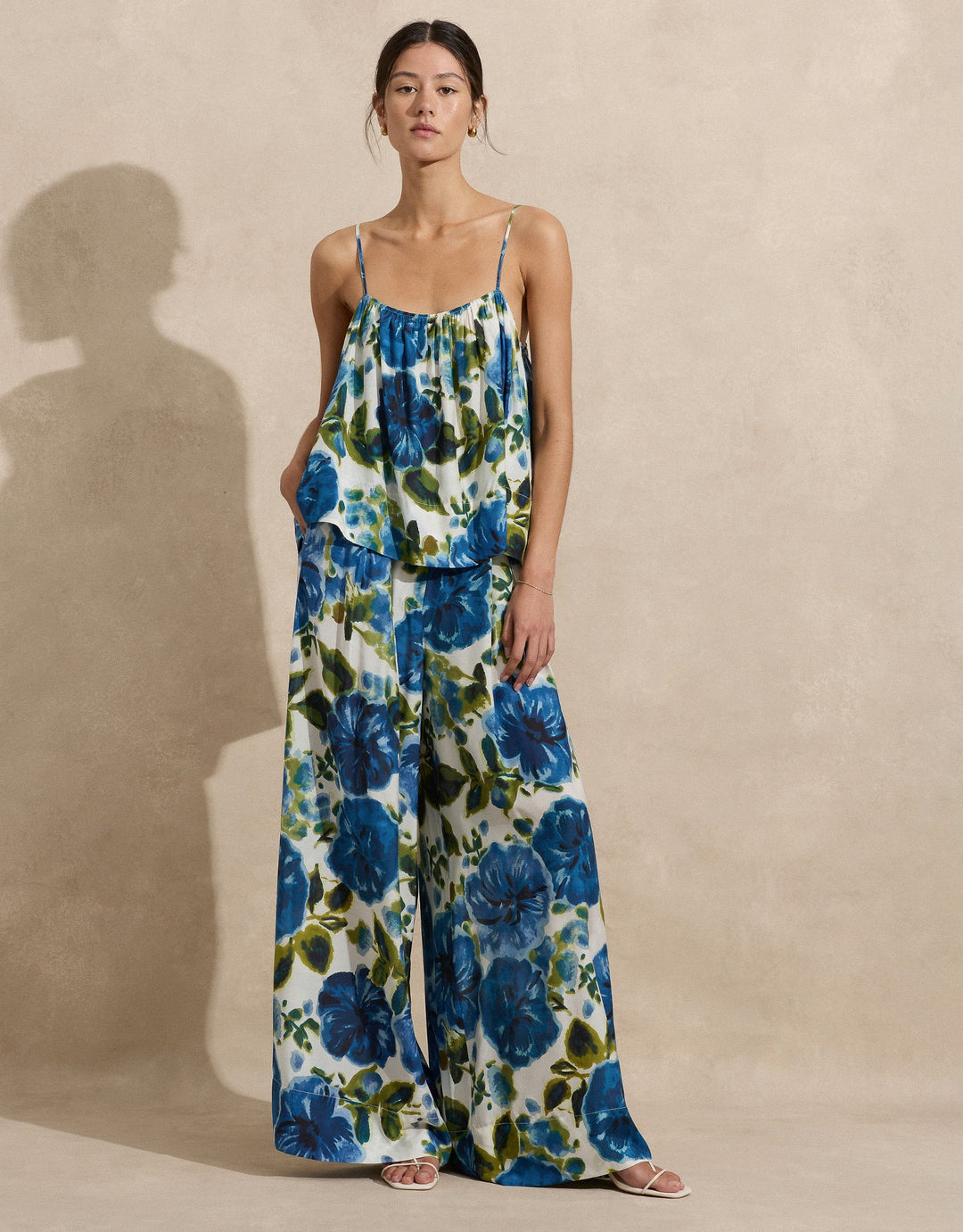 Peony Swimwear Gathered Cam, Marseille Floral Blue