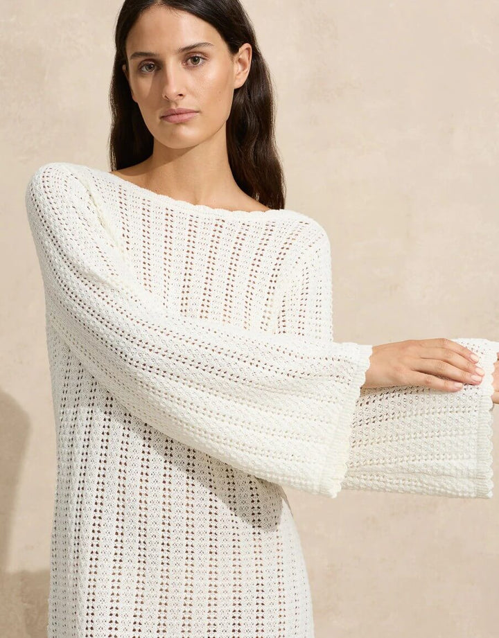 Peony Swimwear Pointelle Mini Dress Fleur - White