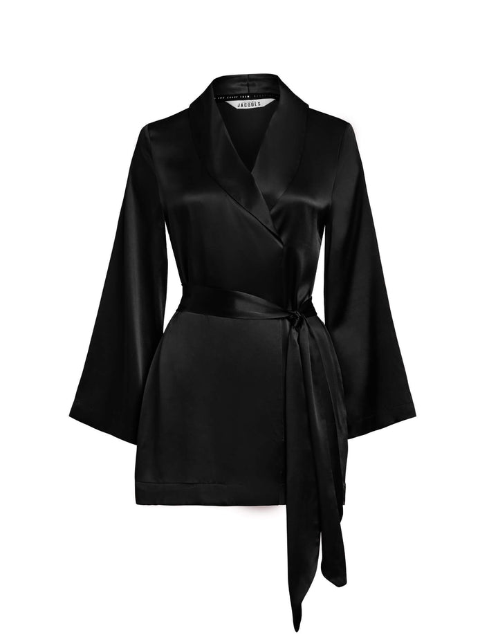 Sleeping with Jacques Bon Vivant Silk Robe Nouveau - Black