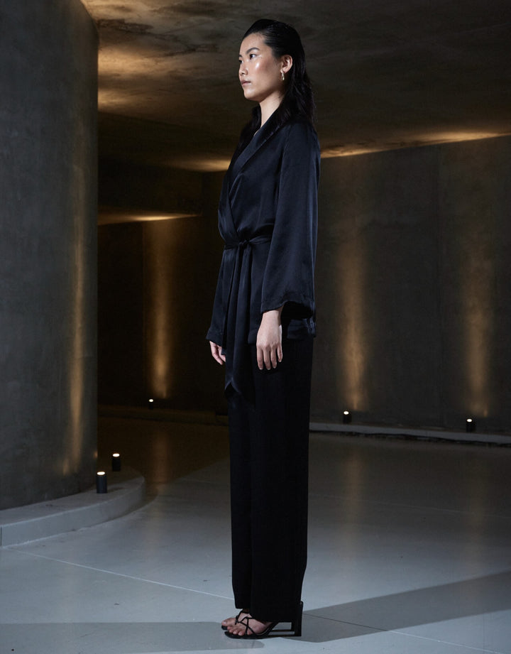 Sleeping with Jacques Marais Silk Tuxedo Pant - Black