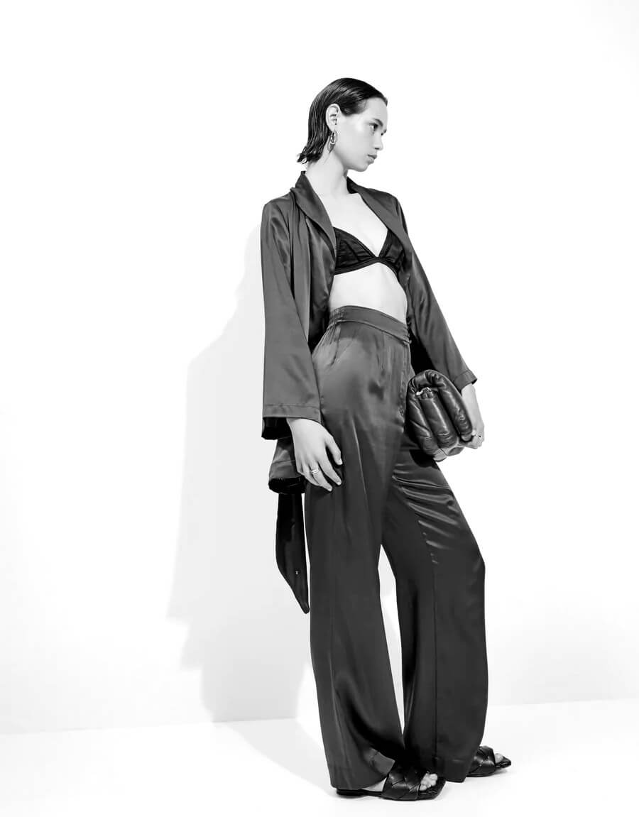 Sleeping with Jacques Marais Silk Tuxedo Pant - Black