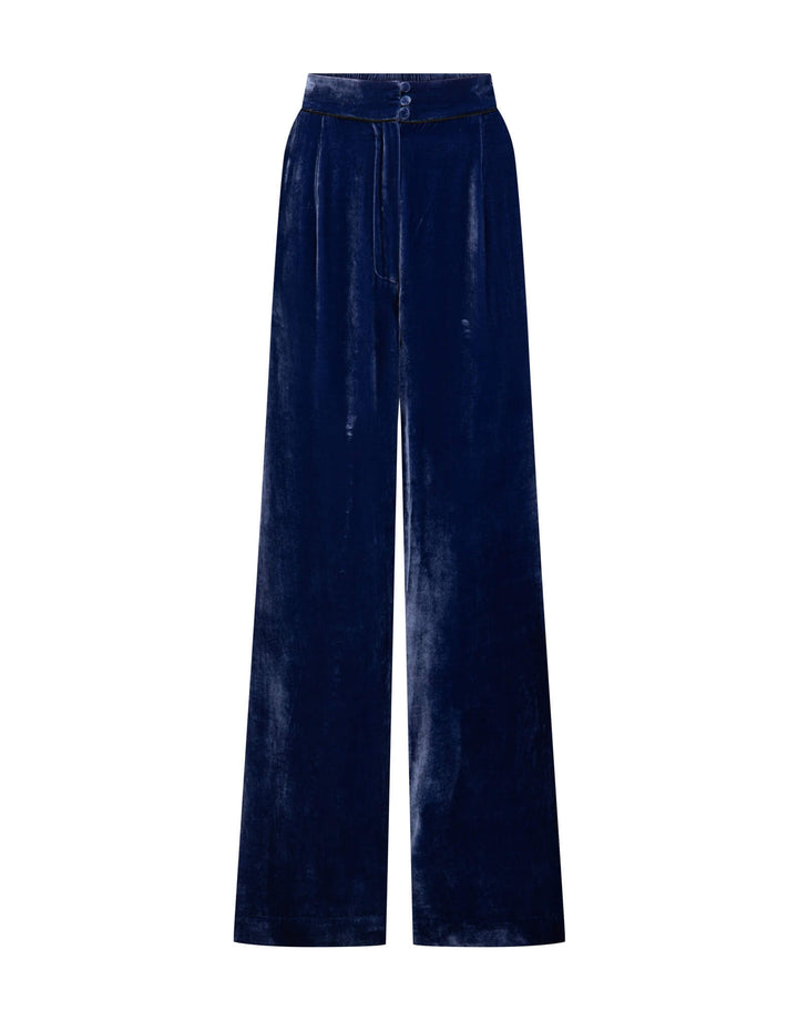 Sleeping with Jacques Velvet Wide Leg Pant - Indigo Blue
