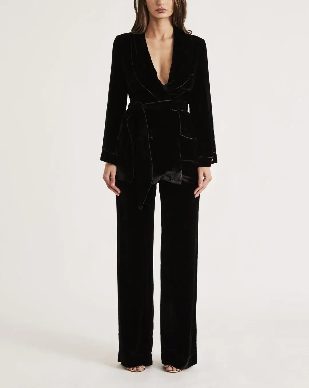 Sleeping with Jacques Bon Vivant Velvet Robe - Indigo Blue