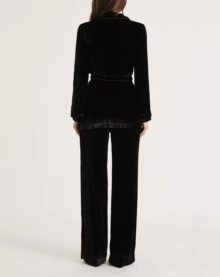 Sleeping with Jacques Bon Vivant Velvet Robe - Indigo Blue