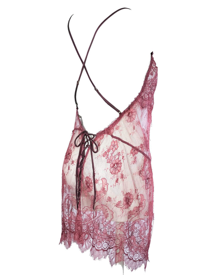 Florentine Lace Chemise & Brief in Raspberry