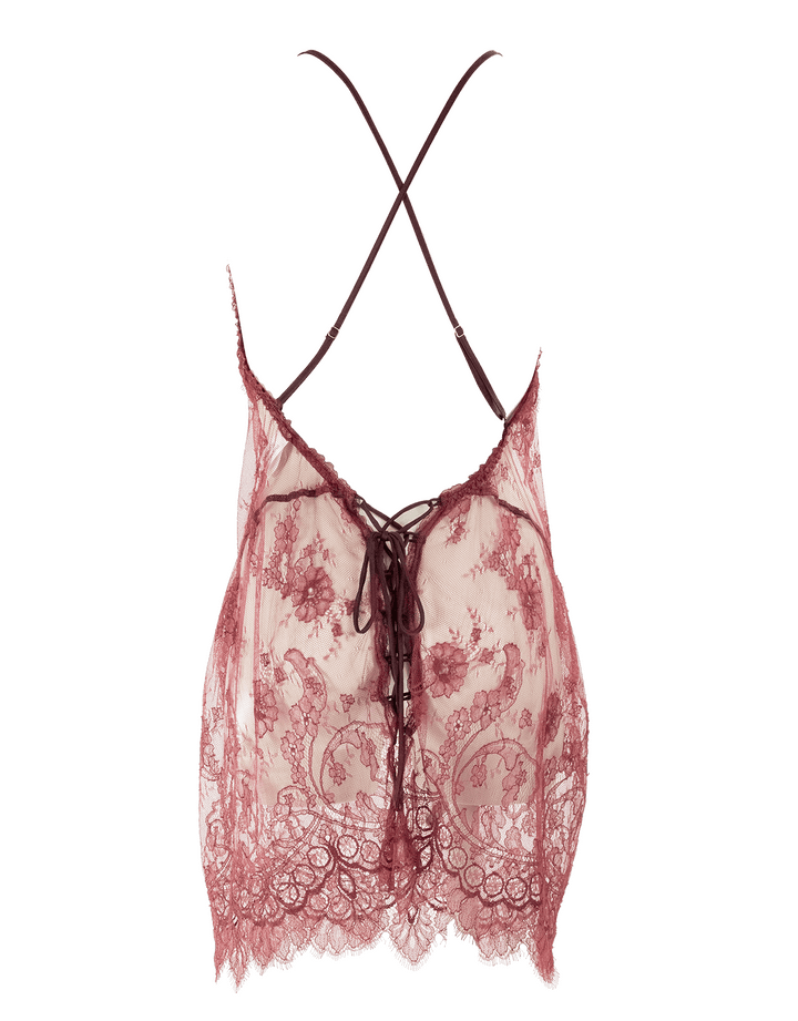 Florentine Lace Chemise & Brief in Raspberry